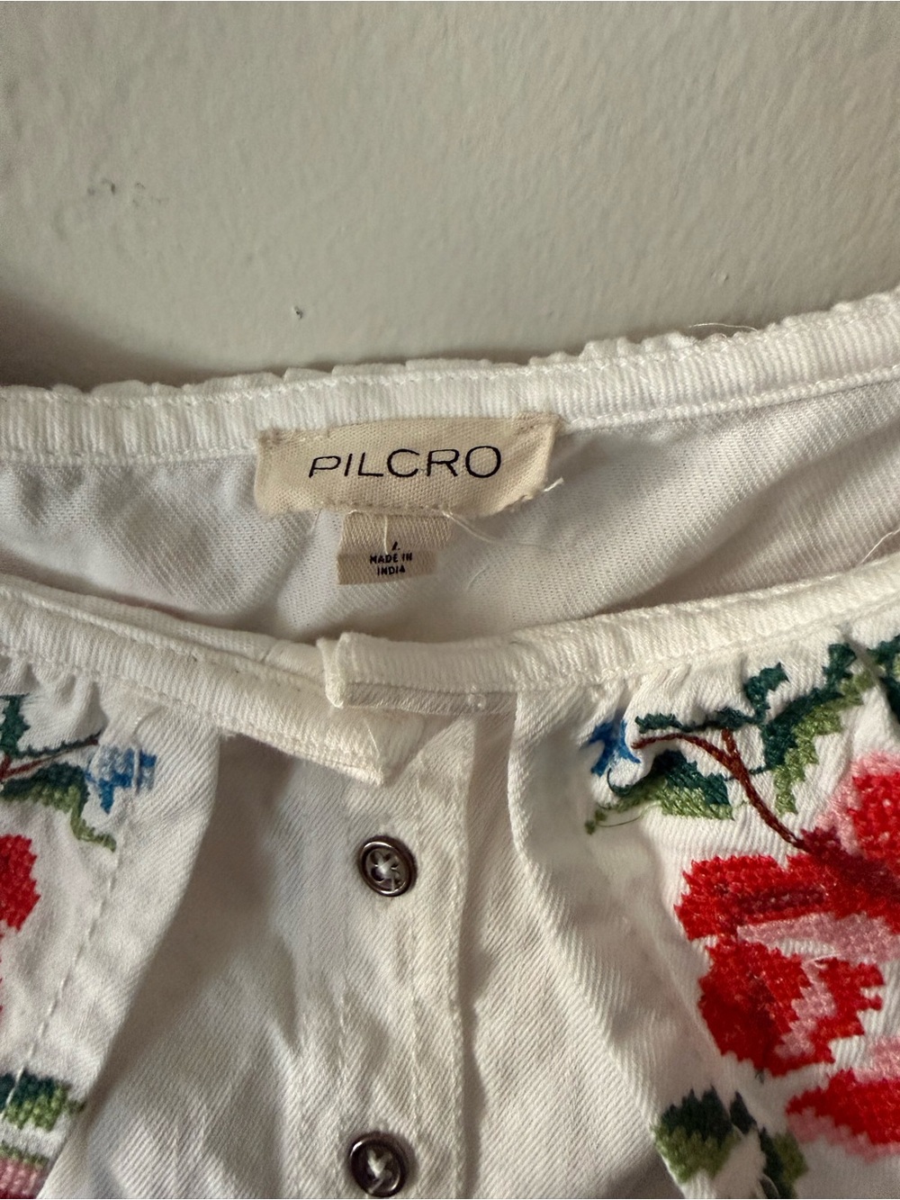 Anthropologie Pilcro Embellished Ruffle Collar Top Size Large - Picture 7 of 9